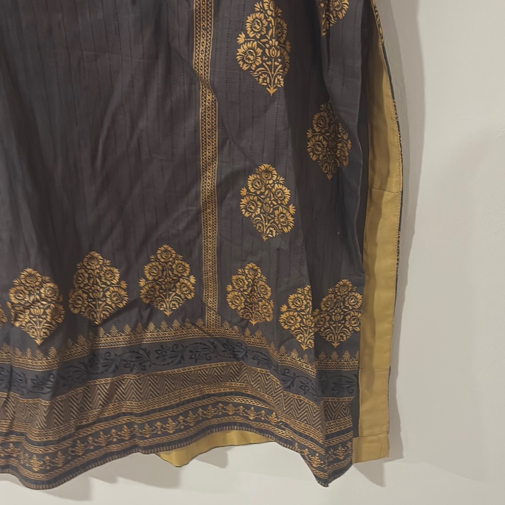 Brand NEW Indian Pakistani 3 pc suit gray gold navy blue - Picture 4 of 8